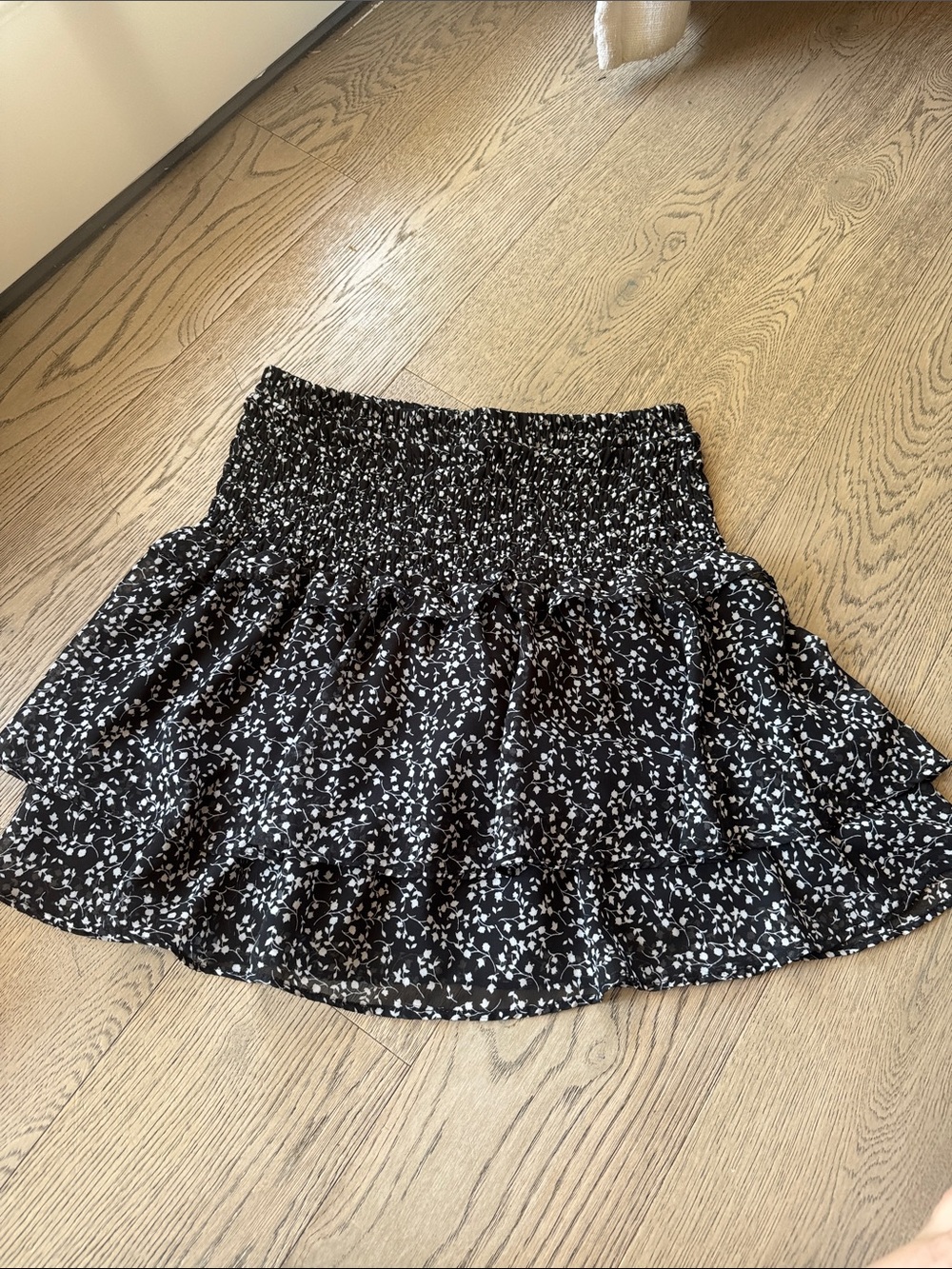 Sienna Sky Black Mini Skirt with White Floral Print